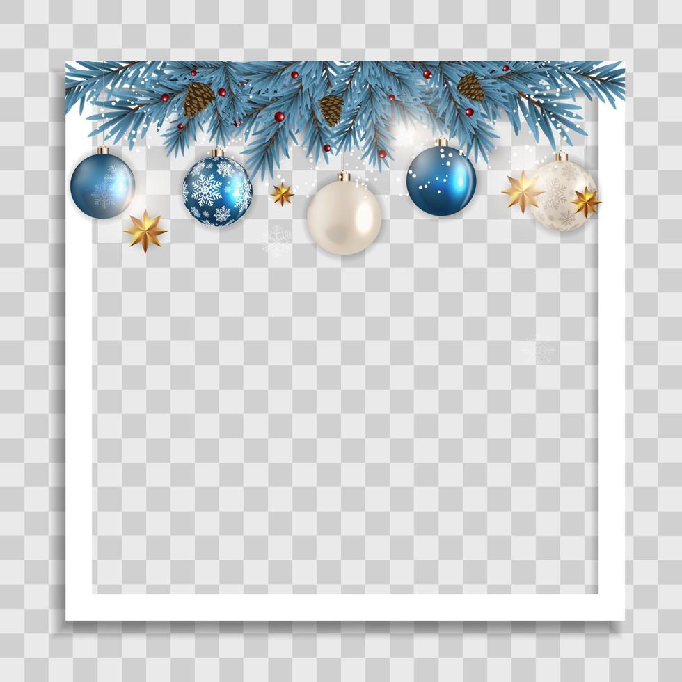 Holiday Photo Frame Template. Merry Christmas and Happy New Year vector