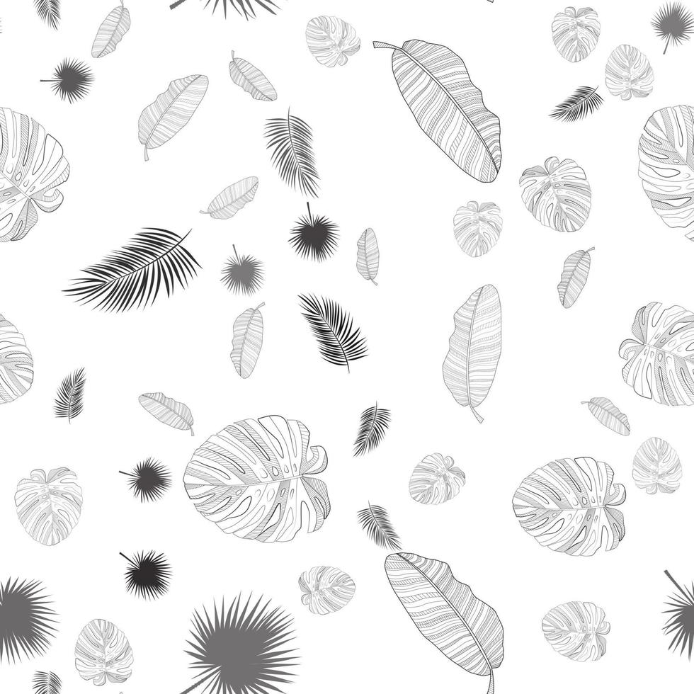 Abstract tropical palm leaf background with frame. seamless pattern vector