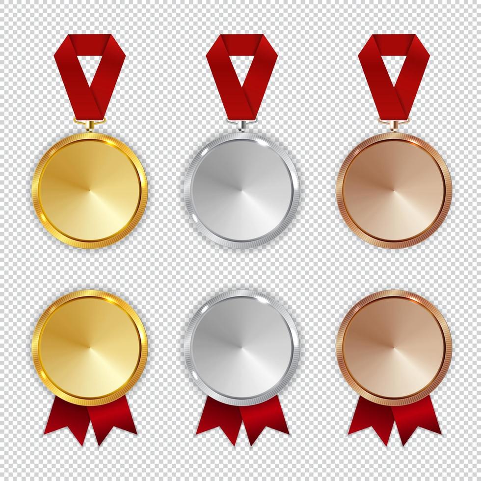 Champion Gold, Silver and Bronze Medal. First, Second and Third Place vector