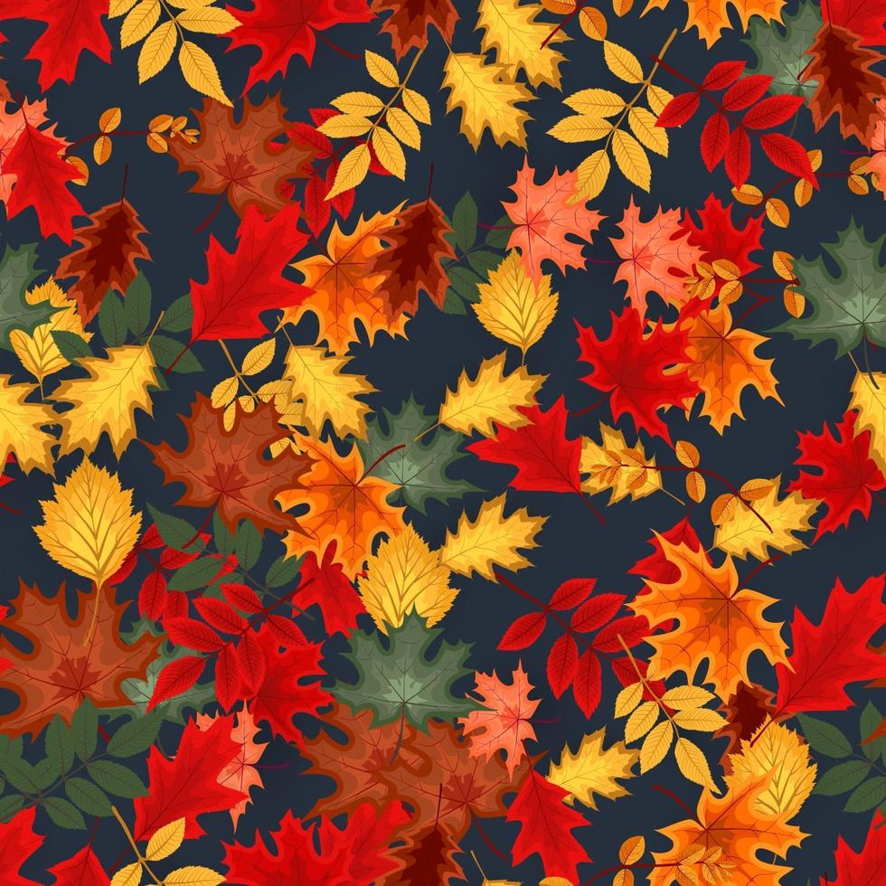 Autumn Seamless Pattern Background with Falling Autumn Leaves. vector