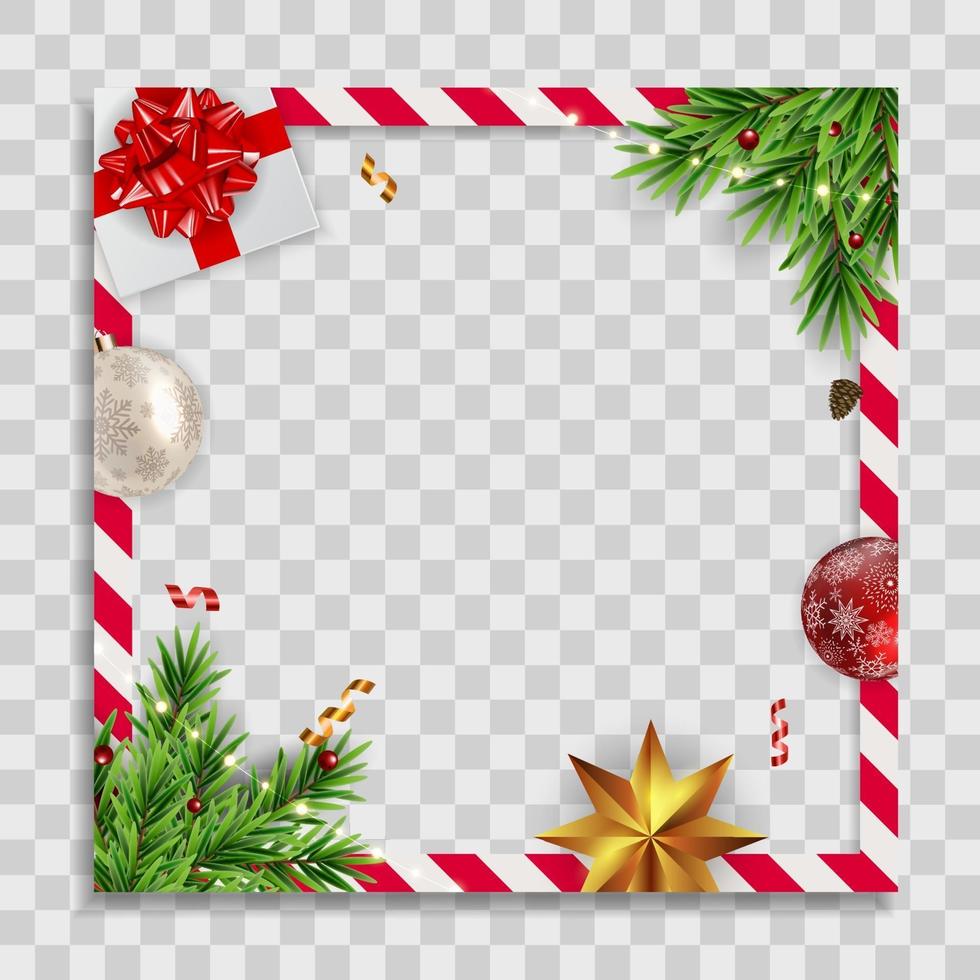 Holiday Photo Frame Template. Merry Christmas and Happy New Year vector