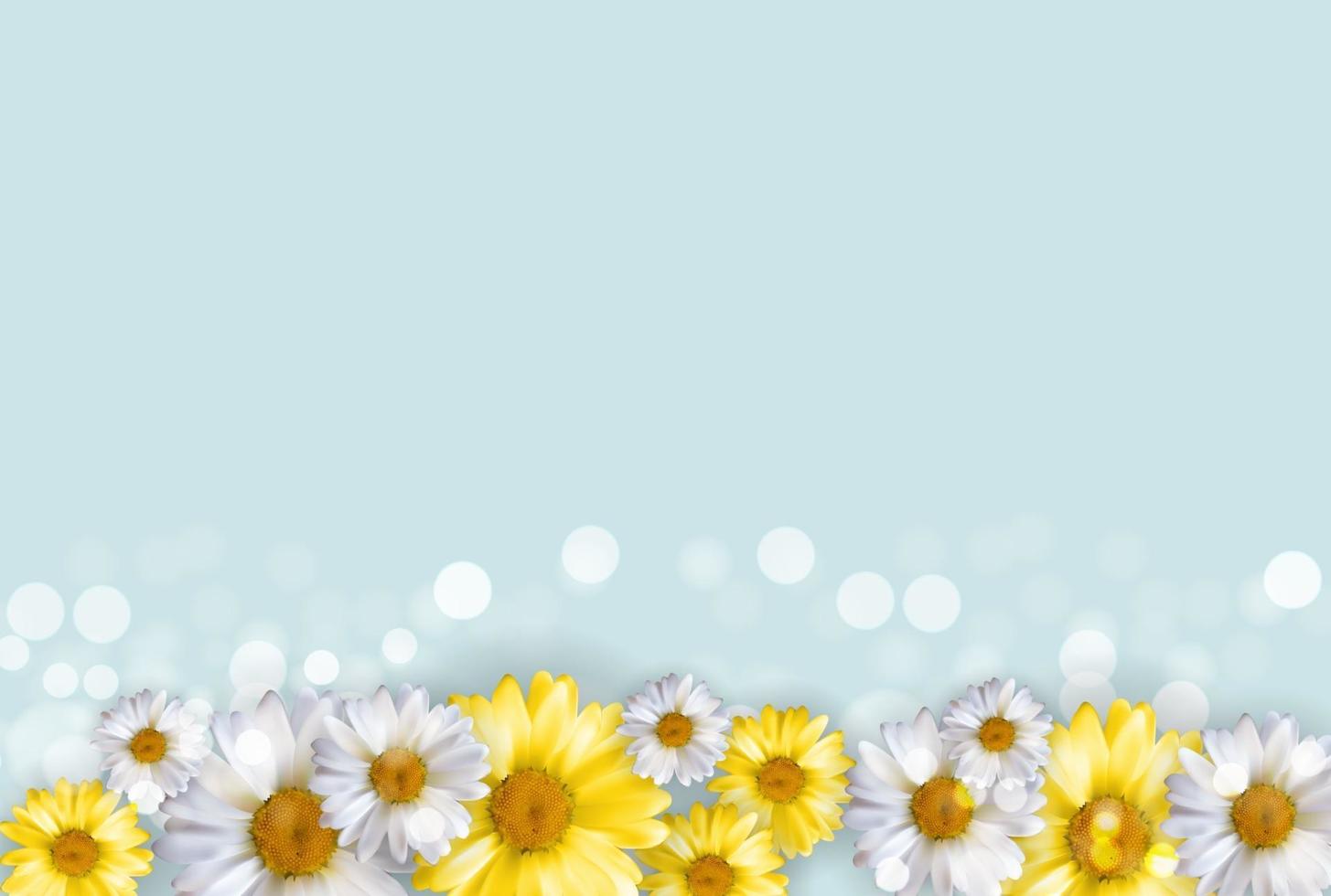 lindo fondo con flores de manzanilla. vector