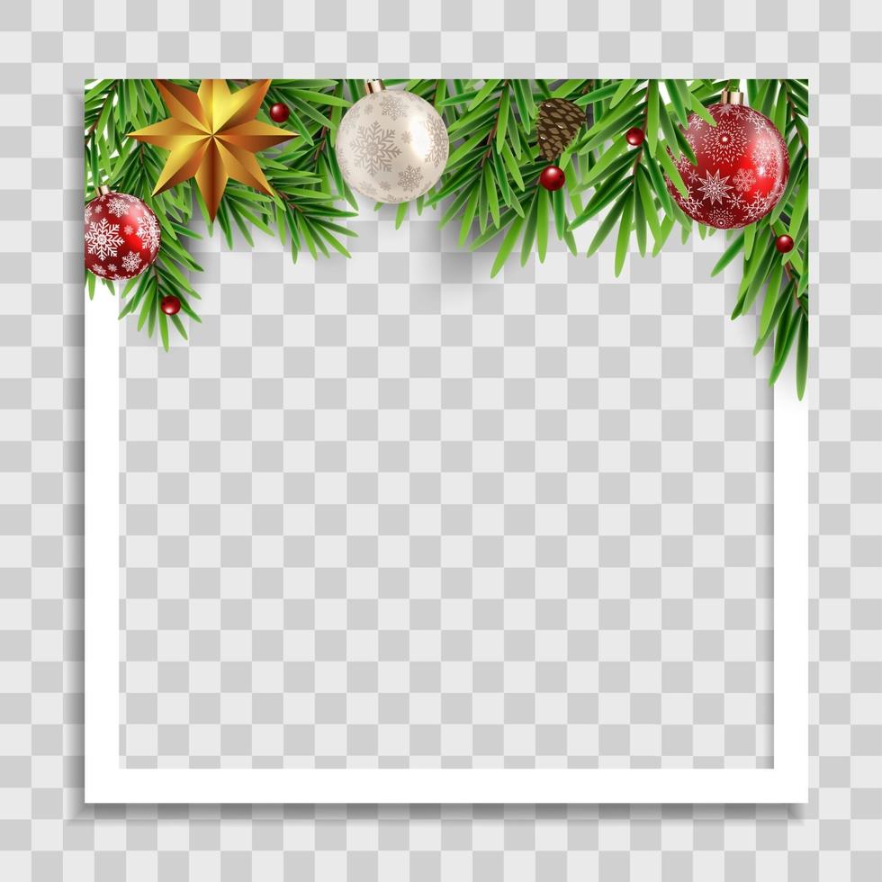 plantilla de marco de fotos de vacaciones. Feliz navidad y próspero año nuevo vector