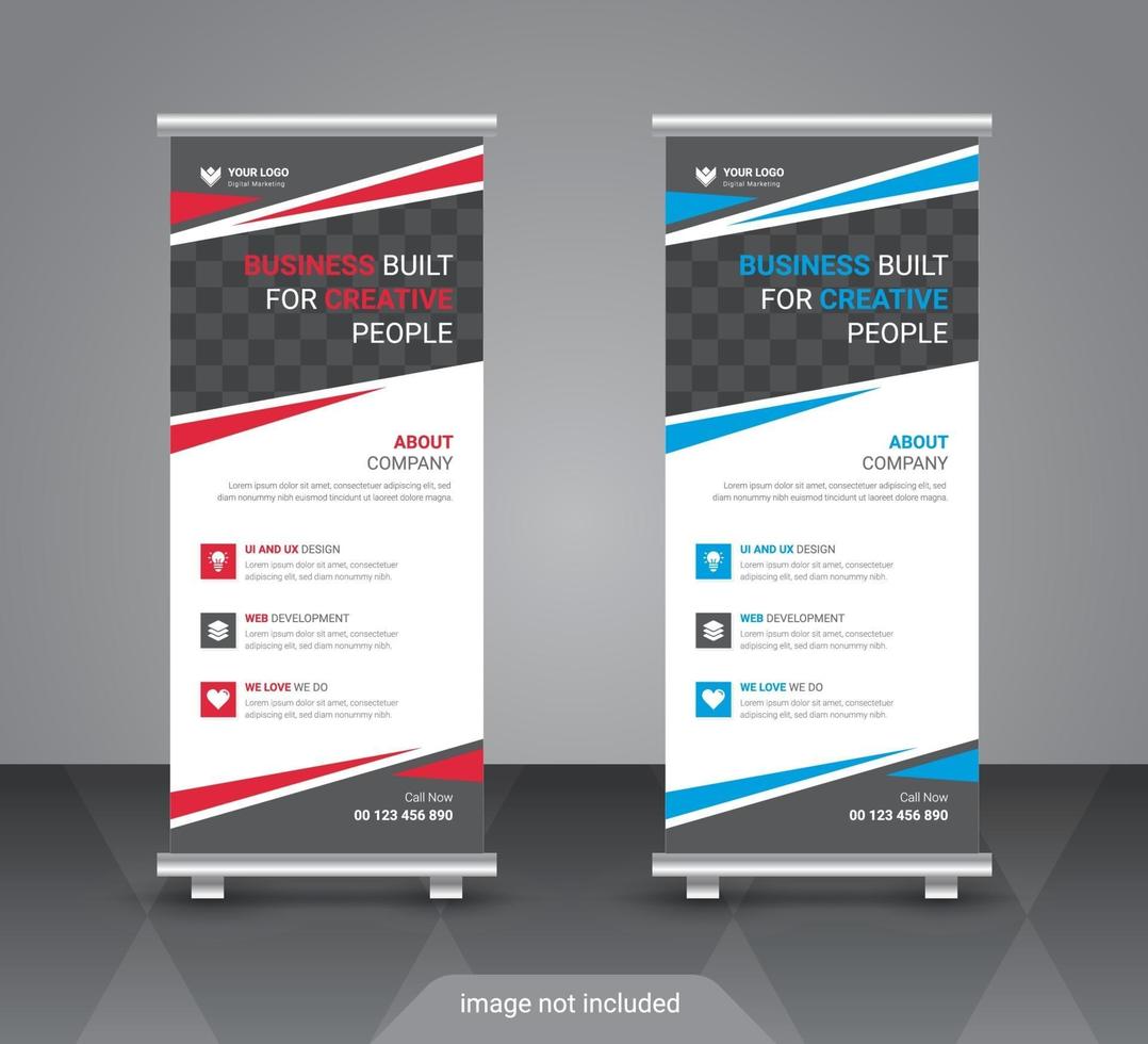 Creative roll up banner design template vector