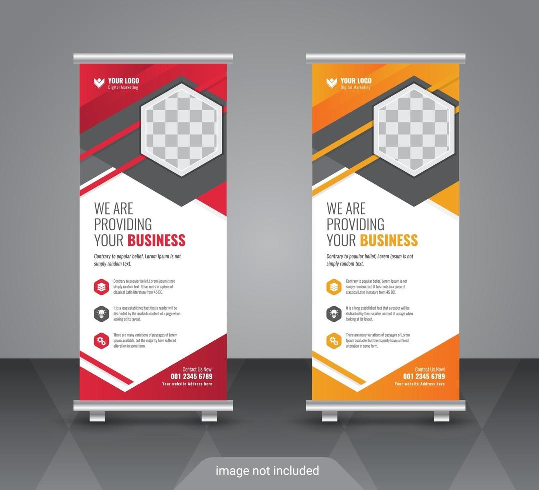 Creative roll up banner design template vector