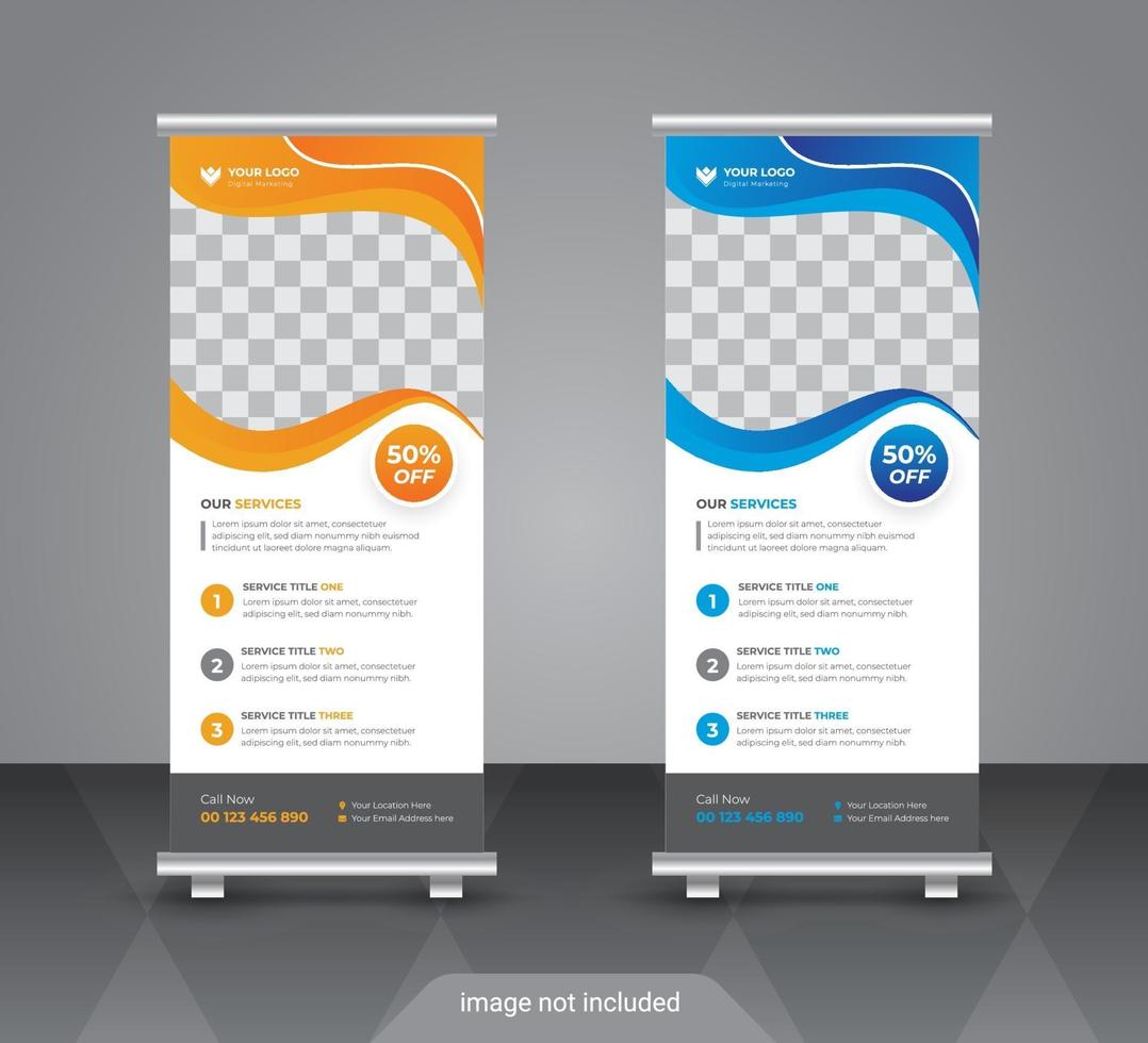 Abstract business standee roll up banner design vector