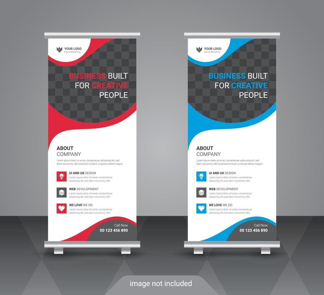 Abstract business standee roll up banner design vector