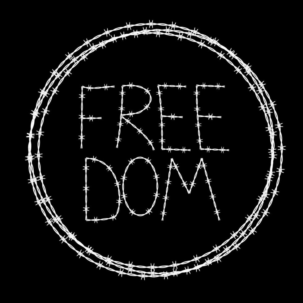 Freedom conclusion symbol, sign. Barbed wire isolated vector