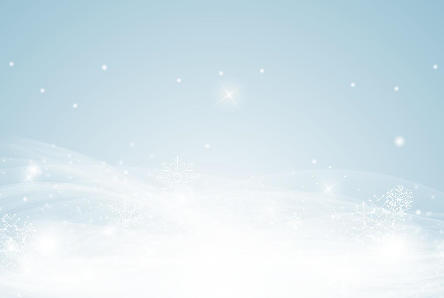 Winter decorative background template with snow, snowflakes and wind vector