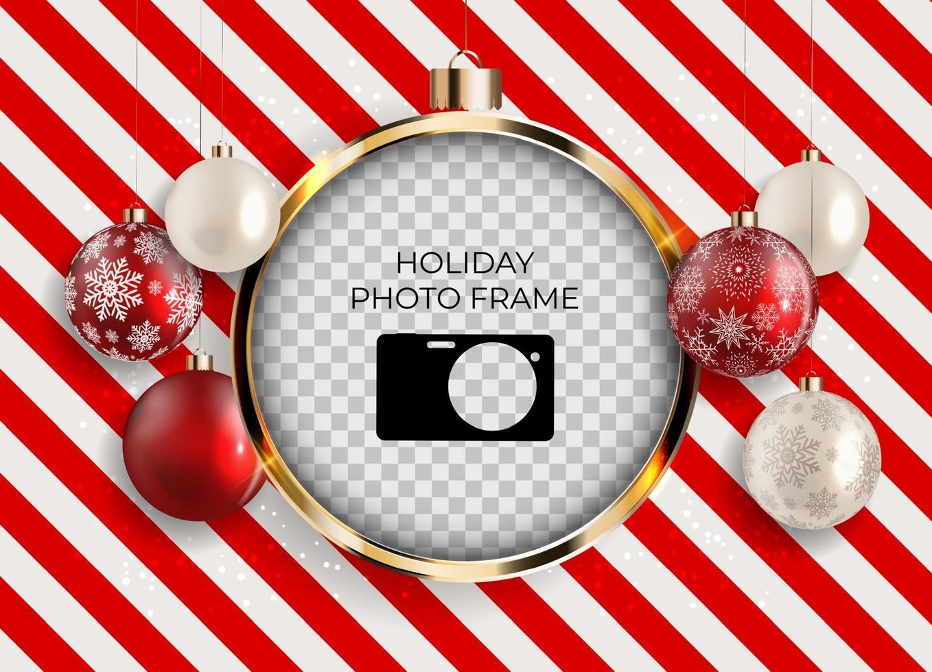 Holiday Photo Frame Template. Merry Christmas and Happy New Year vector