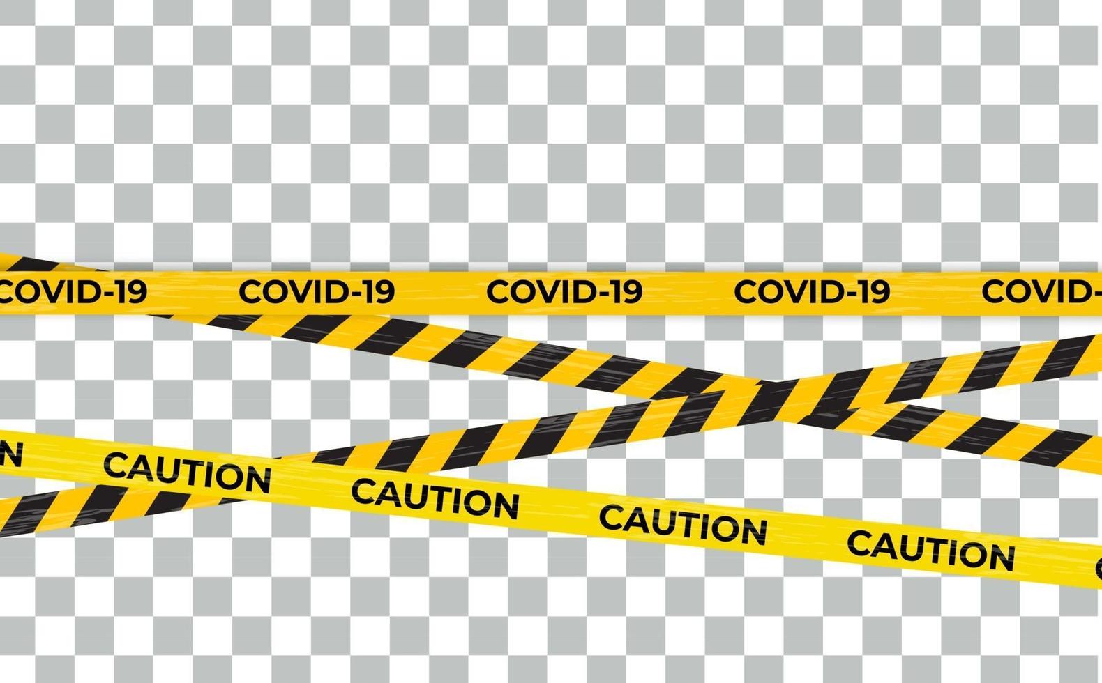 Caution Warning lines, Covid-19 virus Danger signs vector