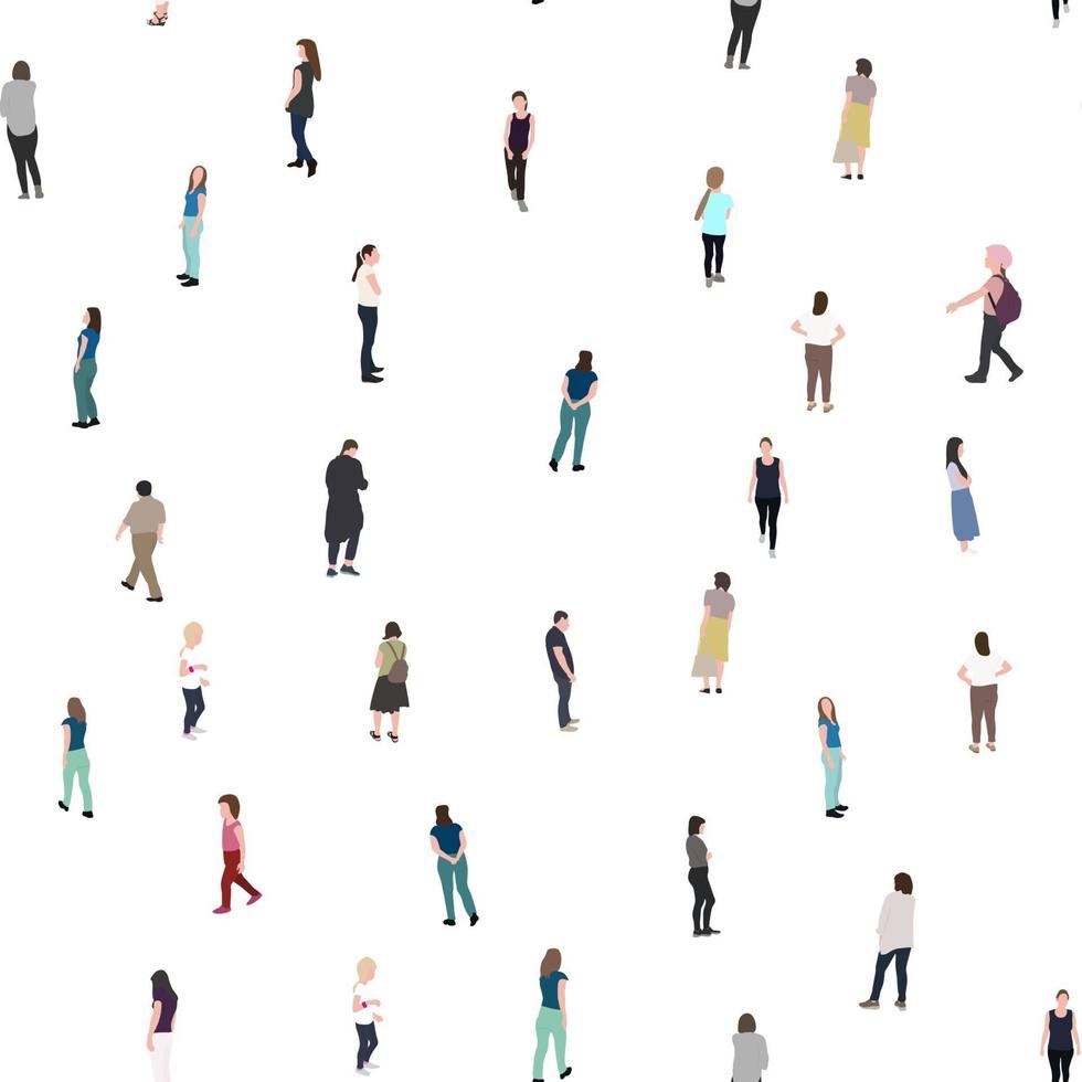 silueta, gente, ambulante, y, niños, seamless, patrón, plano de fondo vector