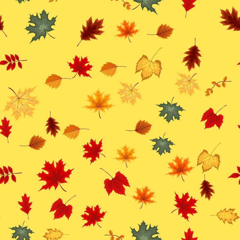 Autumn Seamless Pattern Background with Falling Autumn Leaves vector