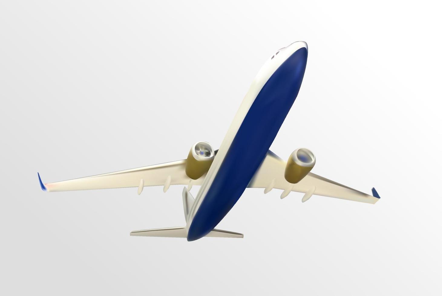 Naturalistic plane takes off. Bottom view. vector