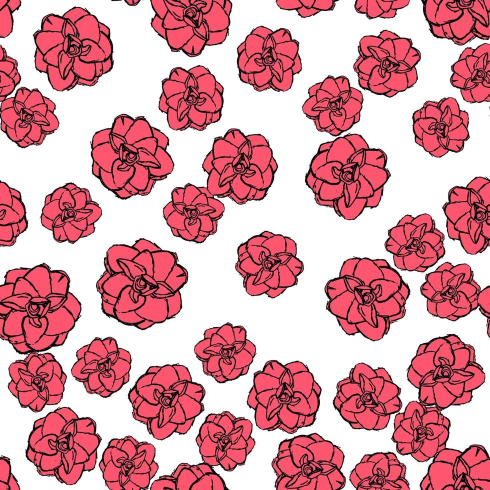 Hand drawn flower seamless pattern background. vector