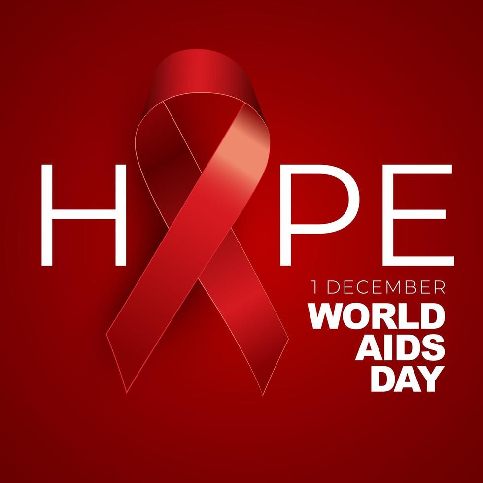 1 de diciembre concepto del día mundial del sida con signo de cinta roja vector