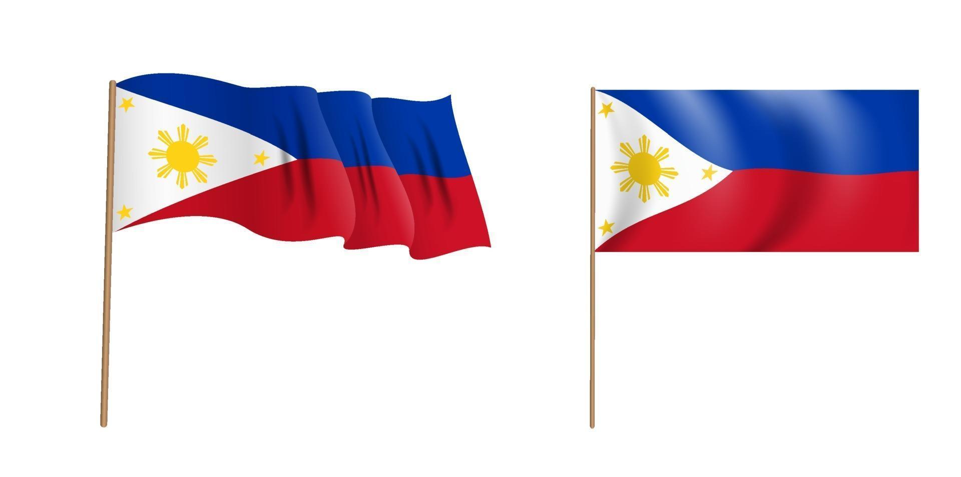 colorido, naturalista, bandera ondeante, de, república de filipinas vector