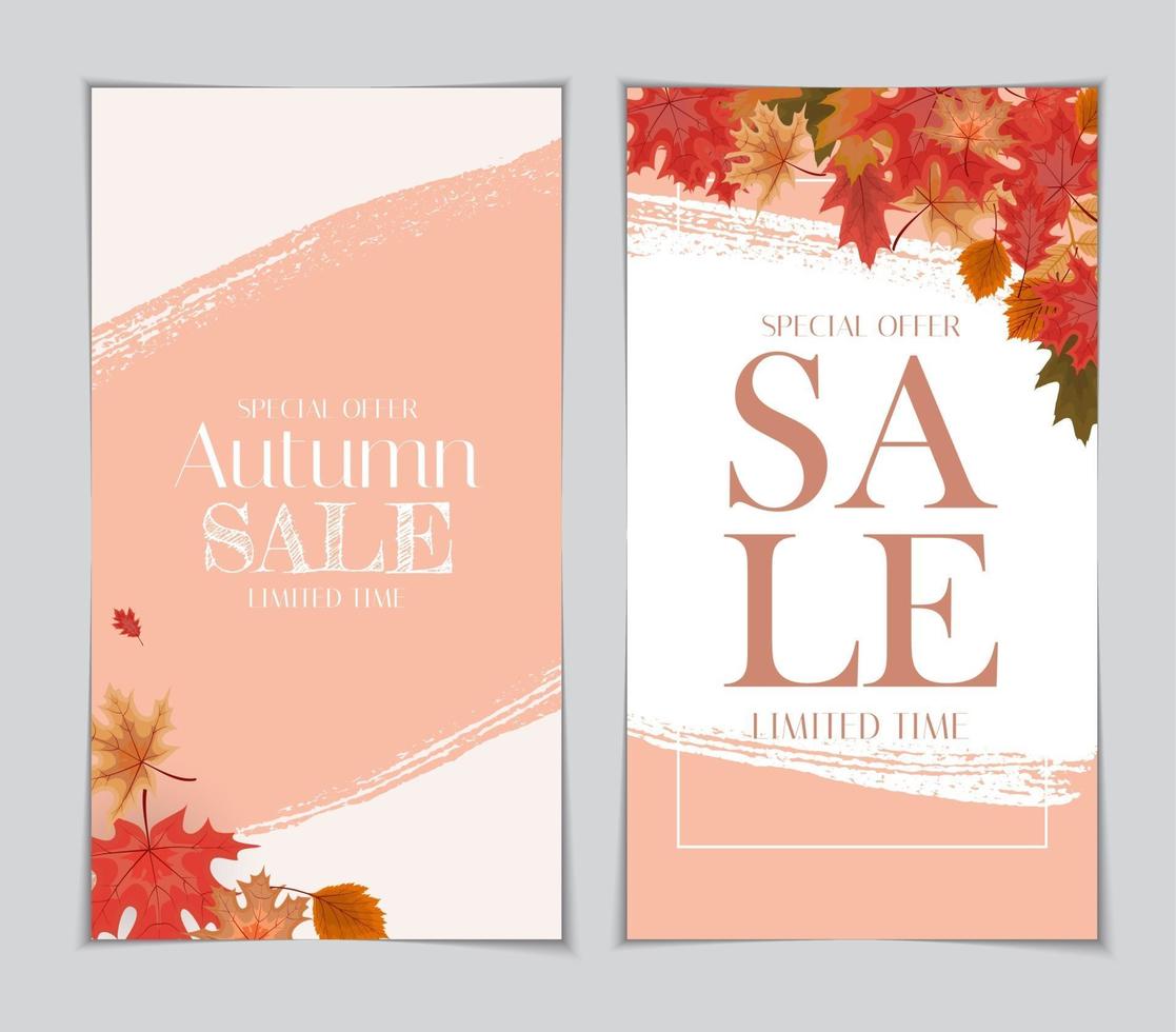 Abstract Autumn Sale Background with Falling Autumn Leaves vector
