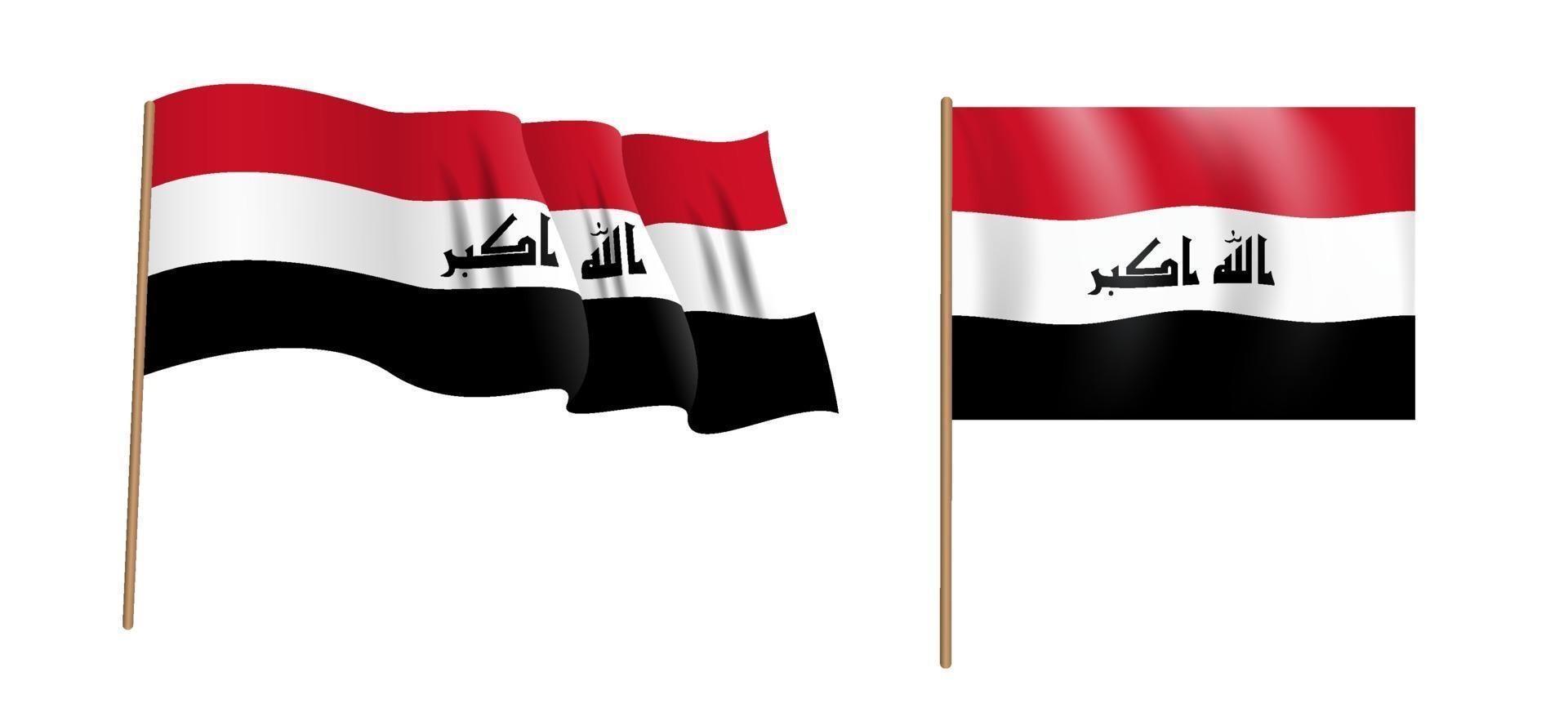 colorful naturalistic waving flag of the Republic of Iraq. vector