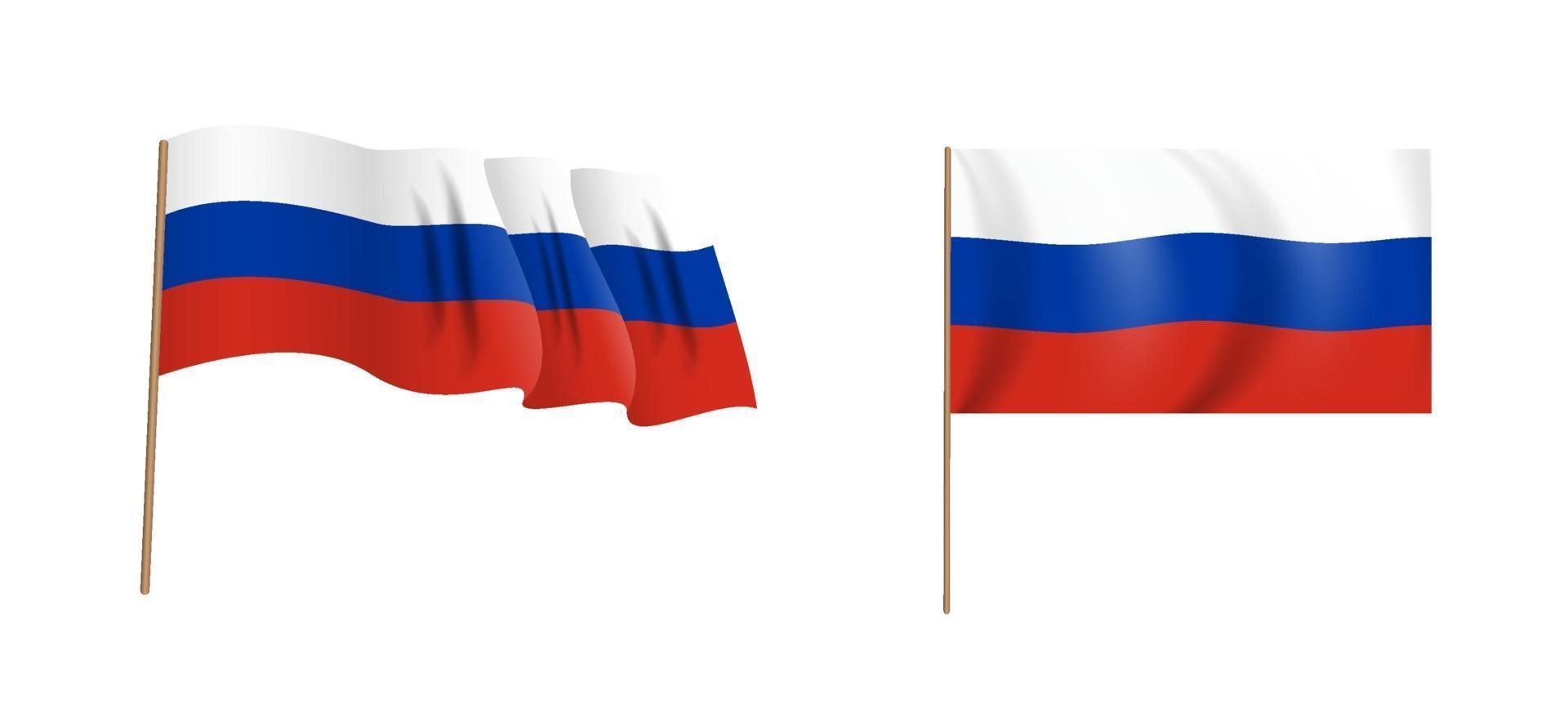 colorida bandera que agita naturalista de la federación rusa. vector