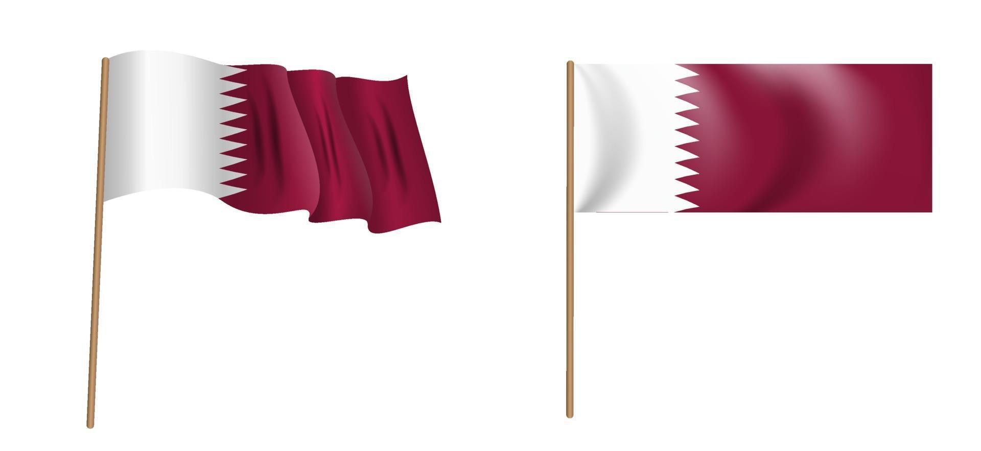 colorful naturalistic waving flag of the State of Qatar. vector