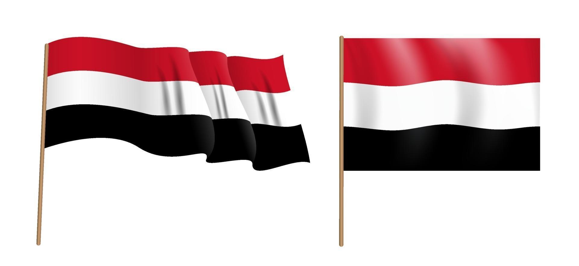 colorful naturalistic waving flag of the Republic of Yemen vector