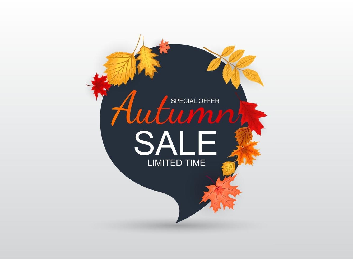 Abstract Autumn Sale Background with Falling Autumn Leaves vector