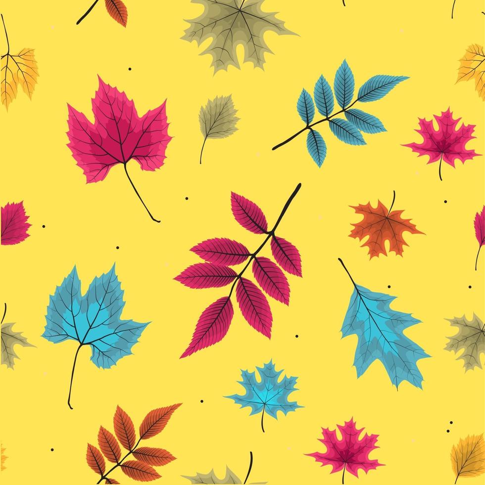 Abstract Seamless Pattern Background with Falling Autumn Leaves vector