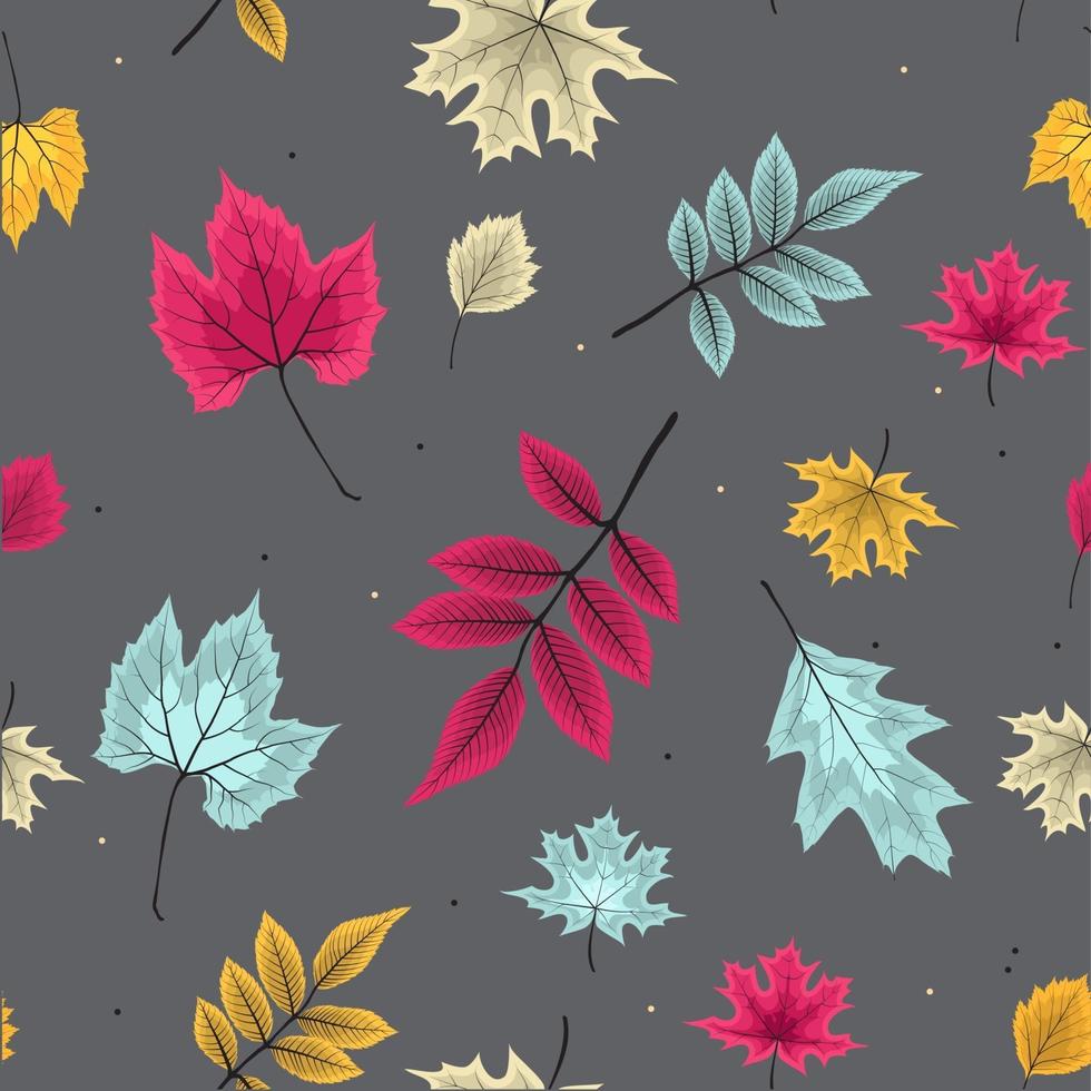 Abstract Seamless Pattern Background with Falling Autumn Leaves vector