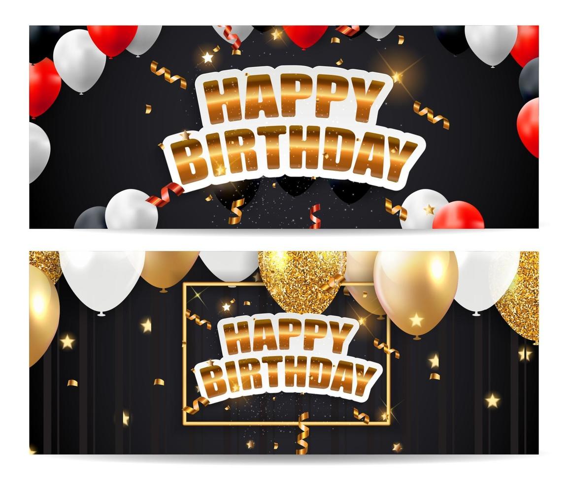 Glossy Happy Birthday Balloons Background Vector Illustration