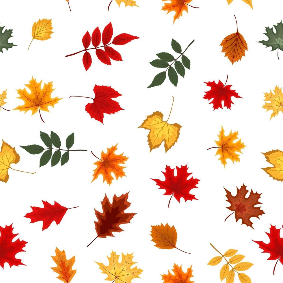 Abstract Seamless Pattern Background with Falling Autumn Leaves. vector