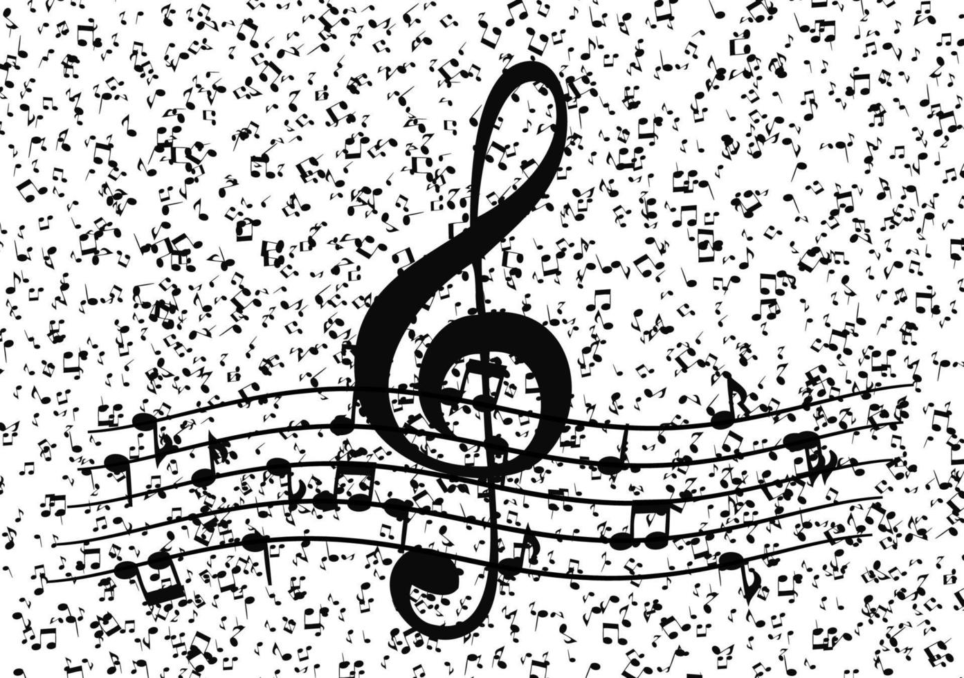Classical musical notes with treble clef. Vector Illustrator