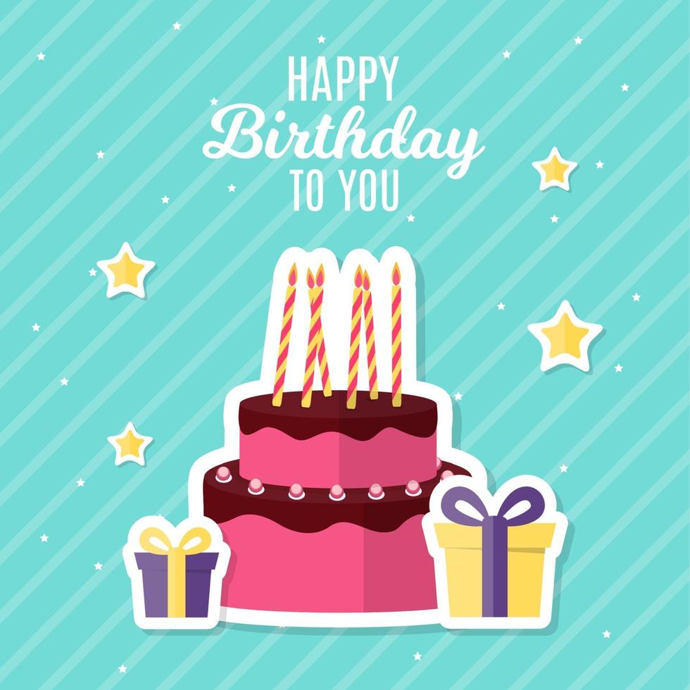 Abstract Happy Birthday Background Card Template with Cake 3356007 ...