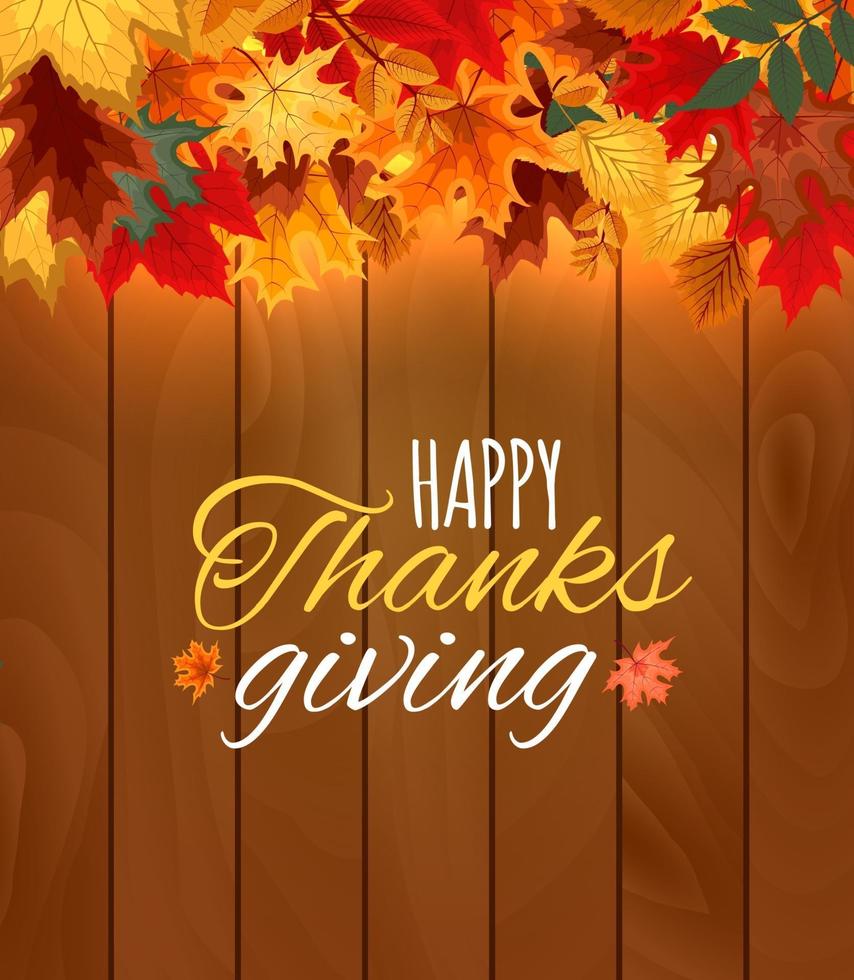 Happy Thanksgiving Day Autumn Background with Falling Autumn Leaves vector