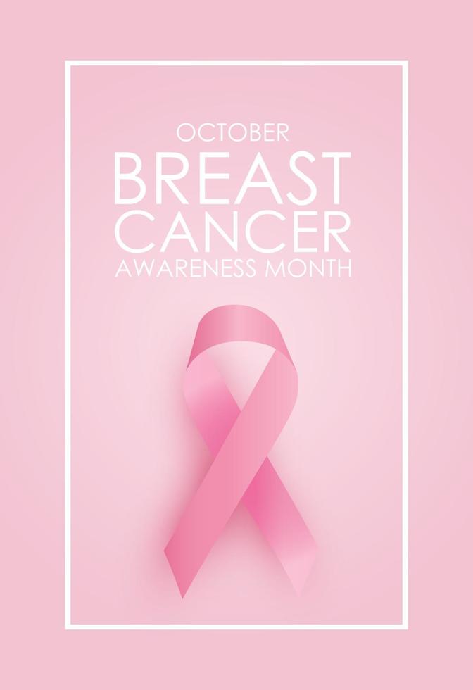 Octubre mes de concientización sobre el cáncer de mama. signo de cinta rosa vector