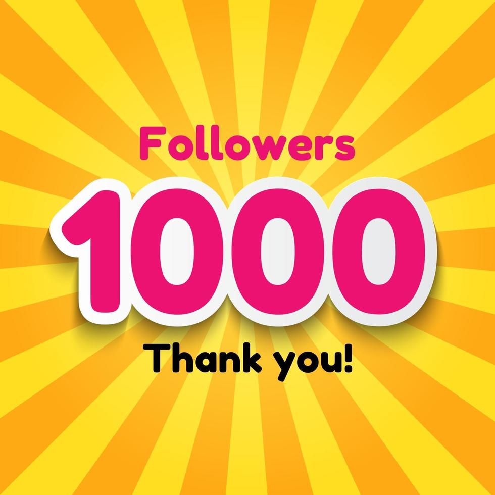 1000 seguidores, gracias fondo para amigos de redes sociales vector