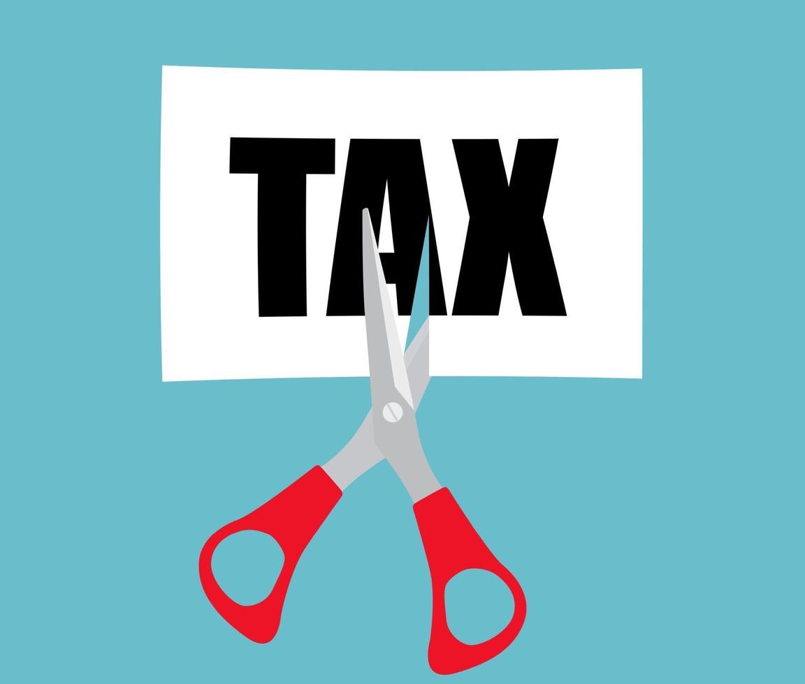 Business finance concept with scissors cutting word tax. vector