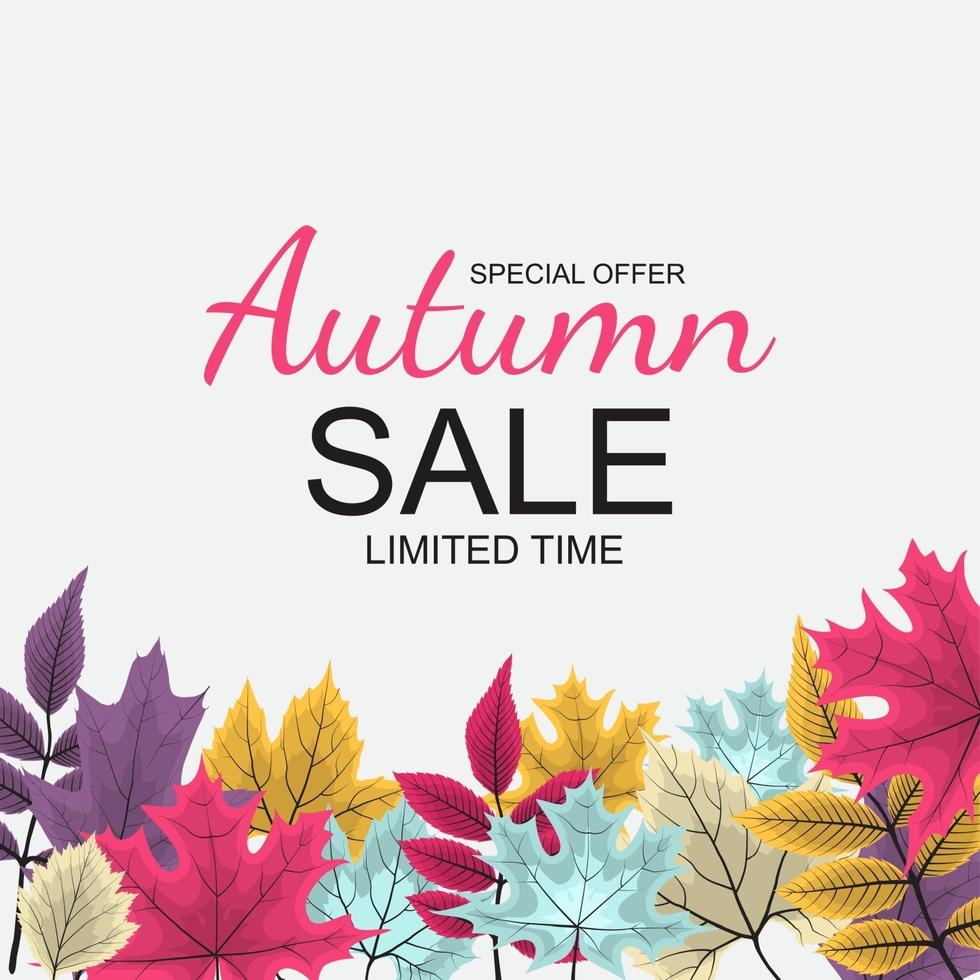 Abstract Autumn Sale Background with Falling Autumn Leaves vector