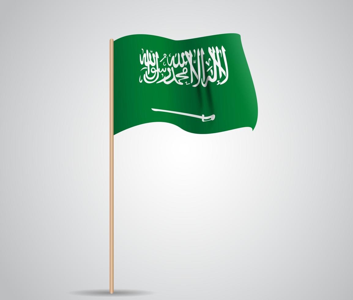 Green flag of Saudi Arabia with a sword. vector