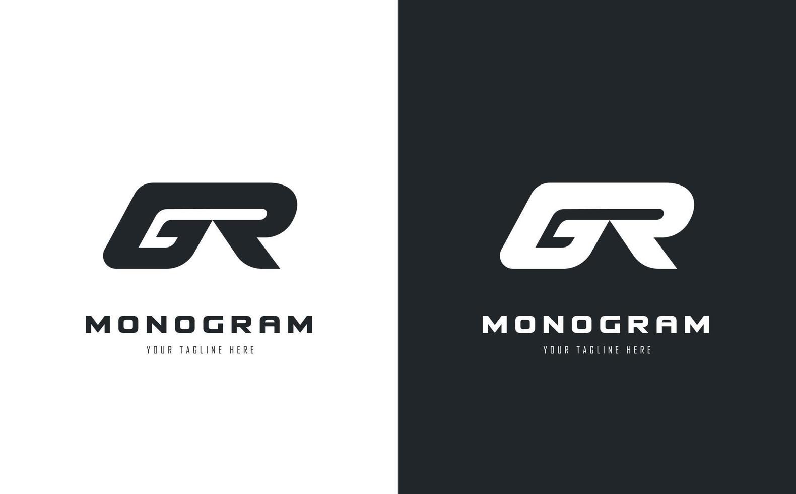 monograma gr logo concepto estilo deportivo vector