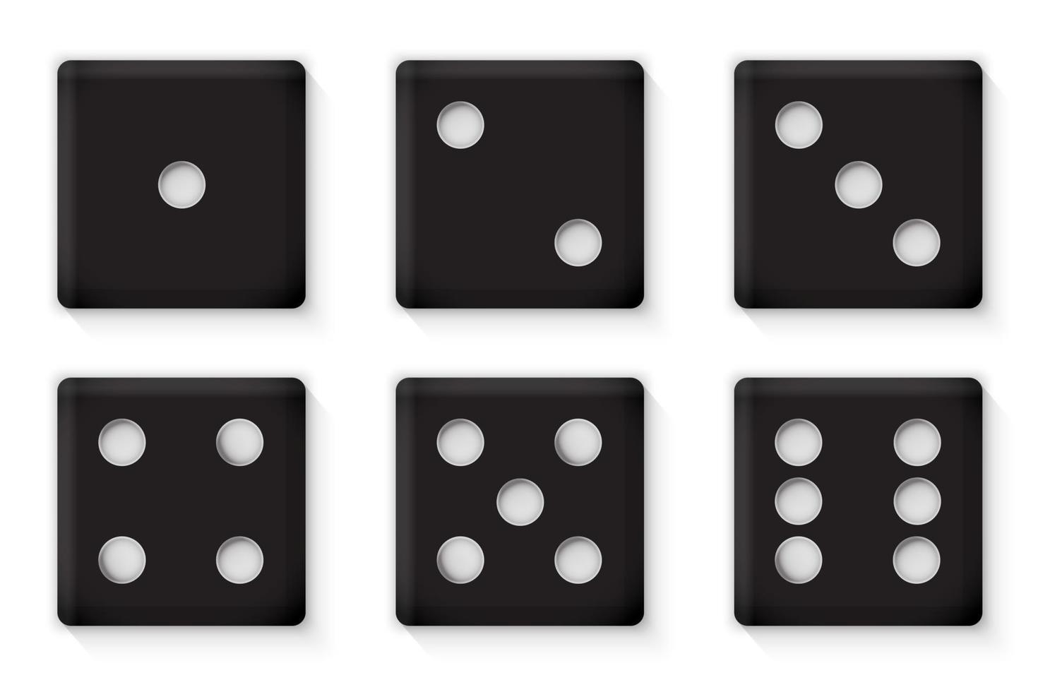 Dados de plástico negro para la ilustración de vector de casino