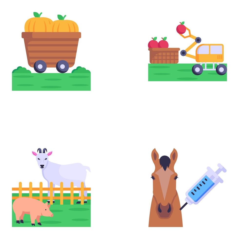 Fruits and Animal Farming vector