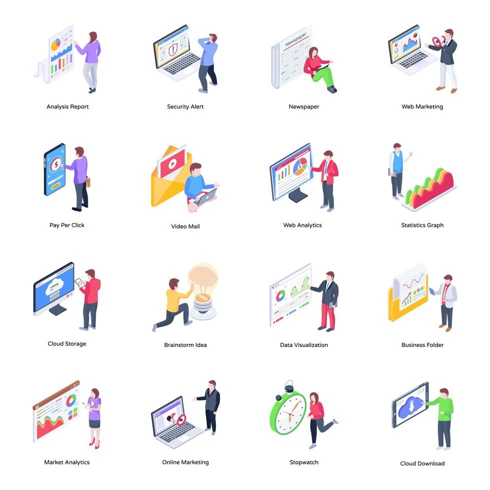 Set of Data and Analytics vector