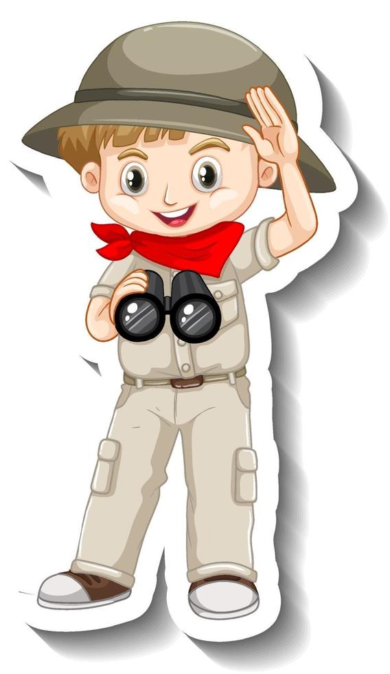 A sticker template of boy cartoon character vector