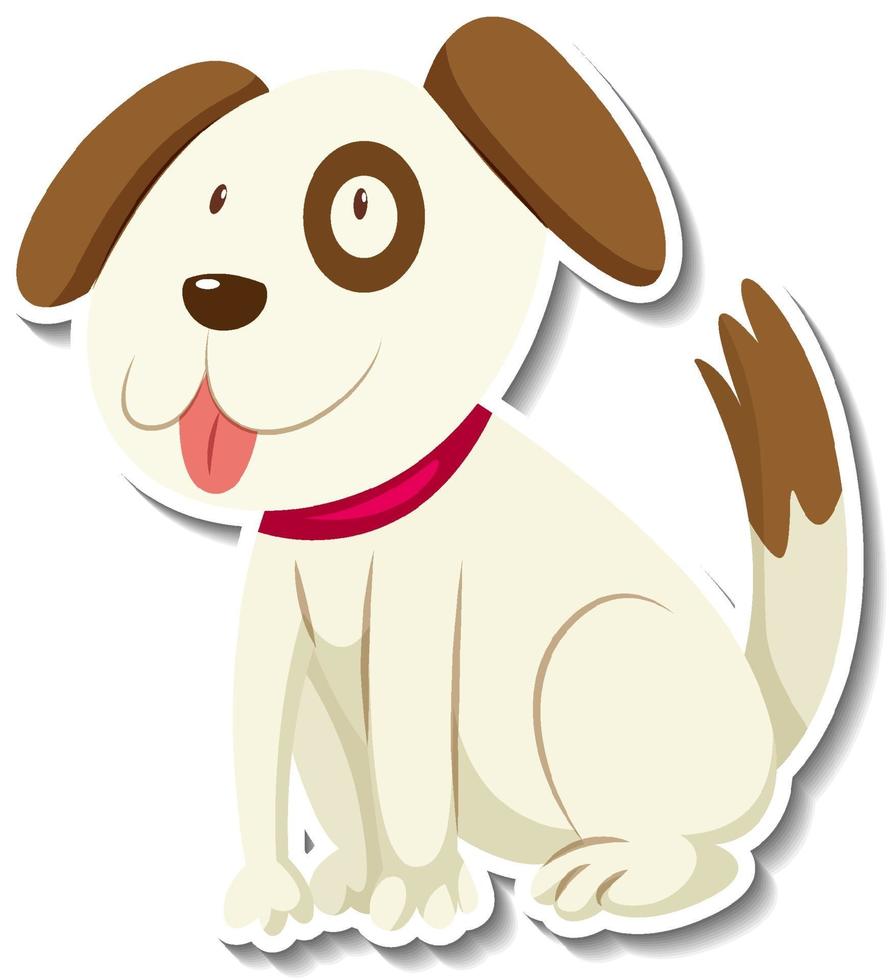 A sticker template of dog cartoon character vector