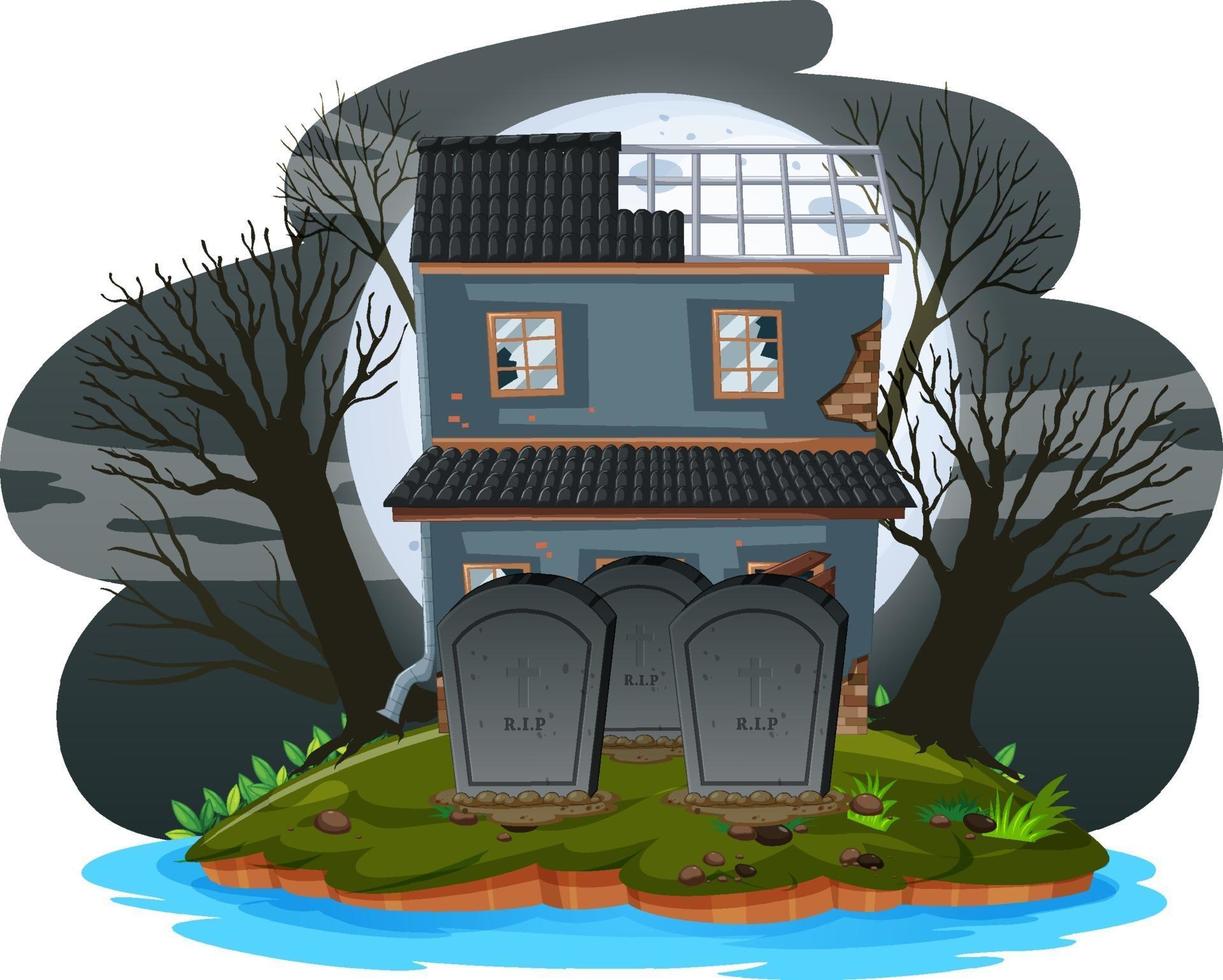 Halloween abandoned house at night vector