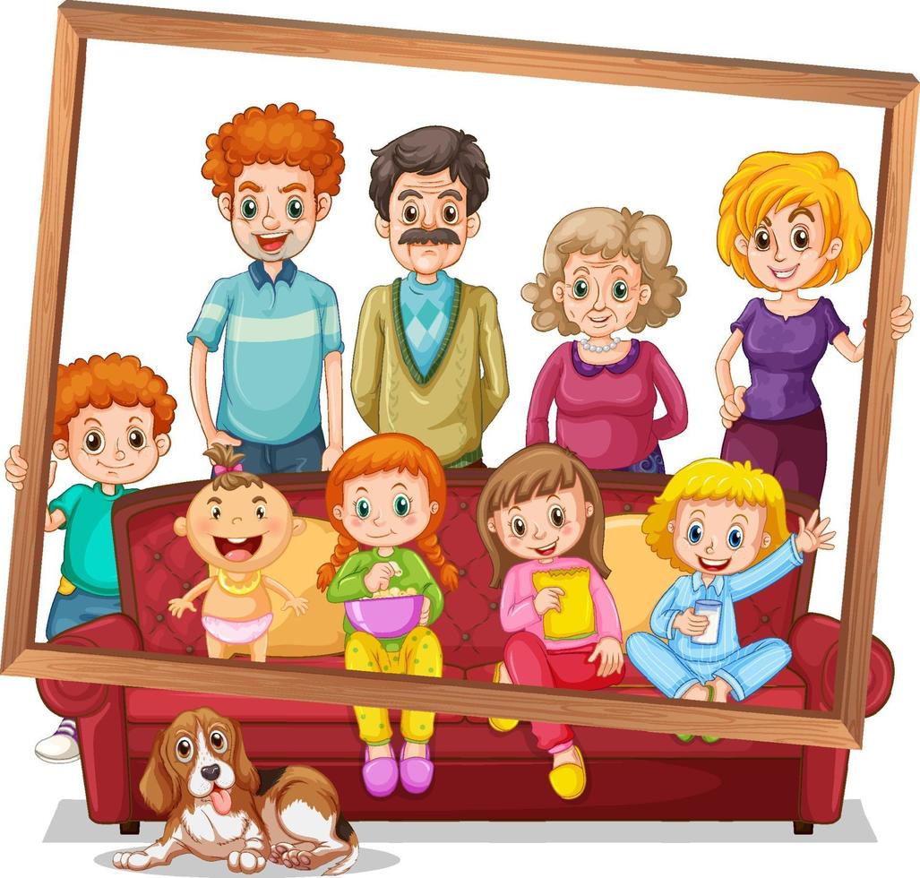 Isolated family picture with photo frame vector