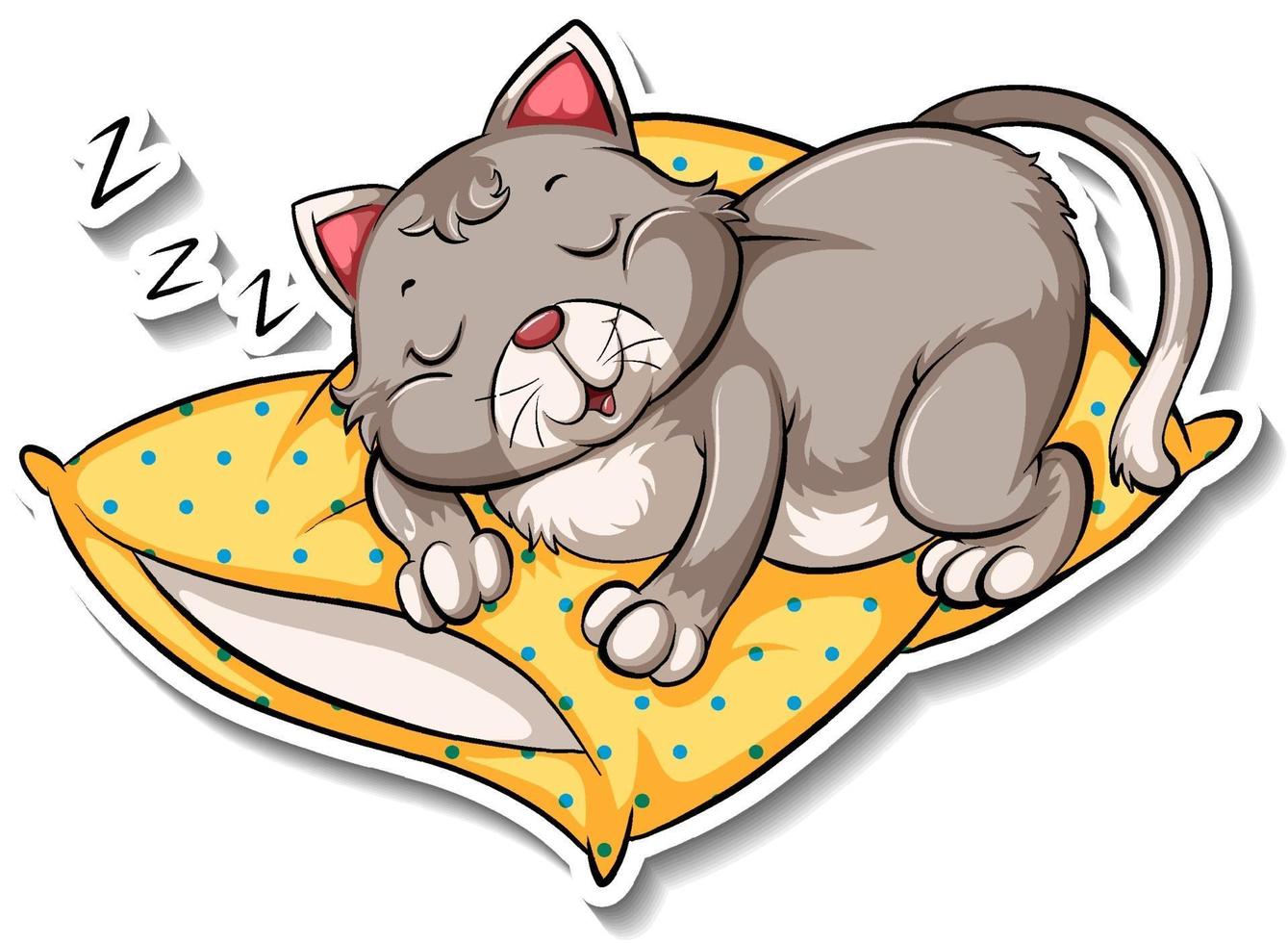A sticker template of cat cartoon character vector