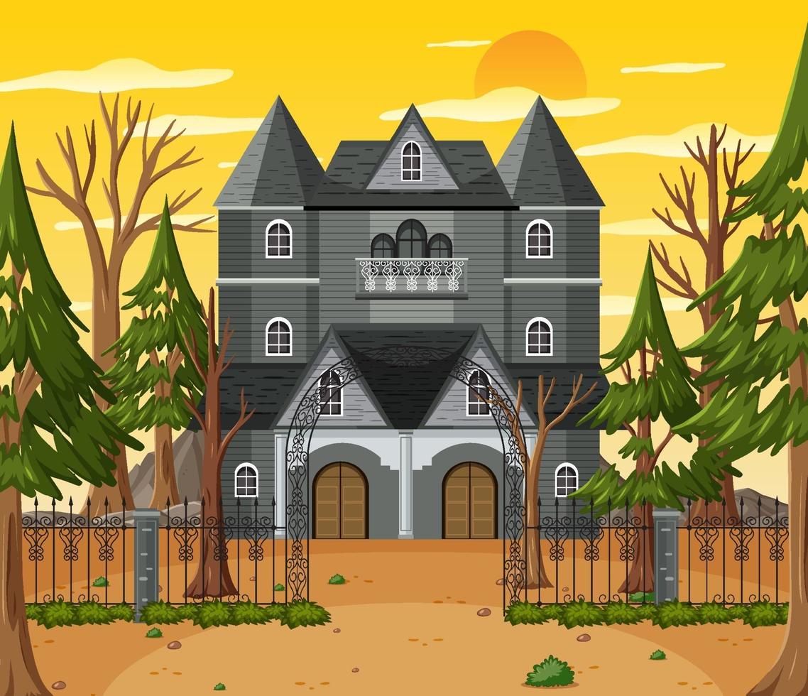 Haunted halloween mansion at daytime vector