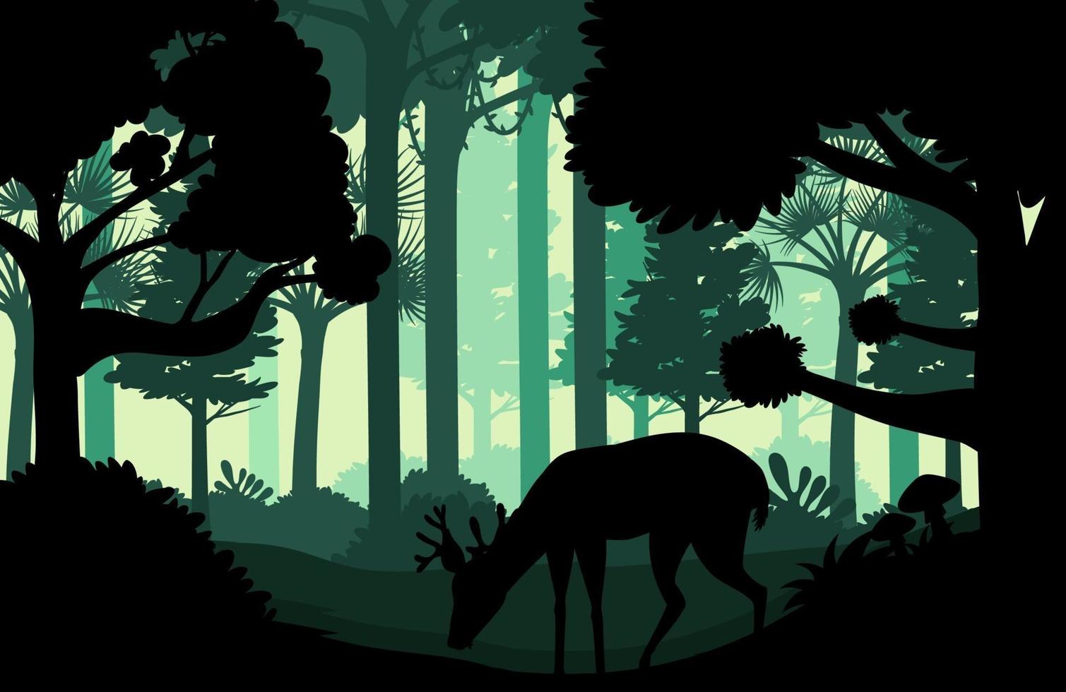 Silhouette dark forest landscape background vector